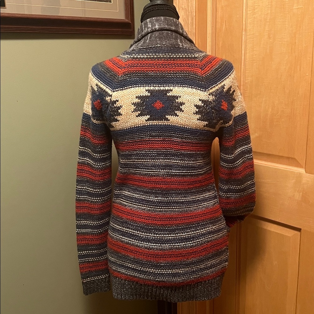 Roxy Womens Open Front Aztec Print Striped Knit Sweater Cardigan Southwestern XS - Picture 3 of 16